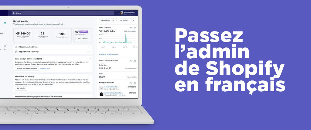 Shopify en français : admin et boutique