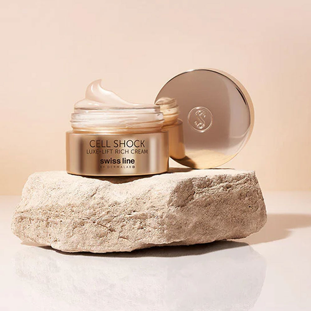Sérum lifting anti-âge Swissline Cell Shock Contour Absolu visage et cou raffermissant et hydratant.